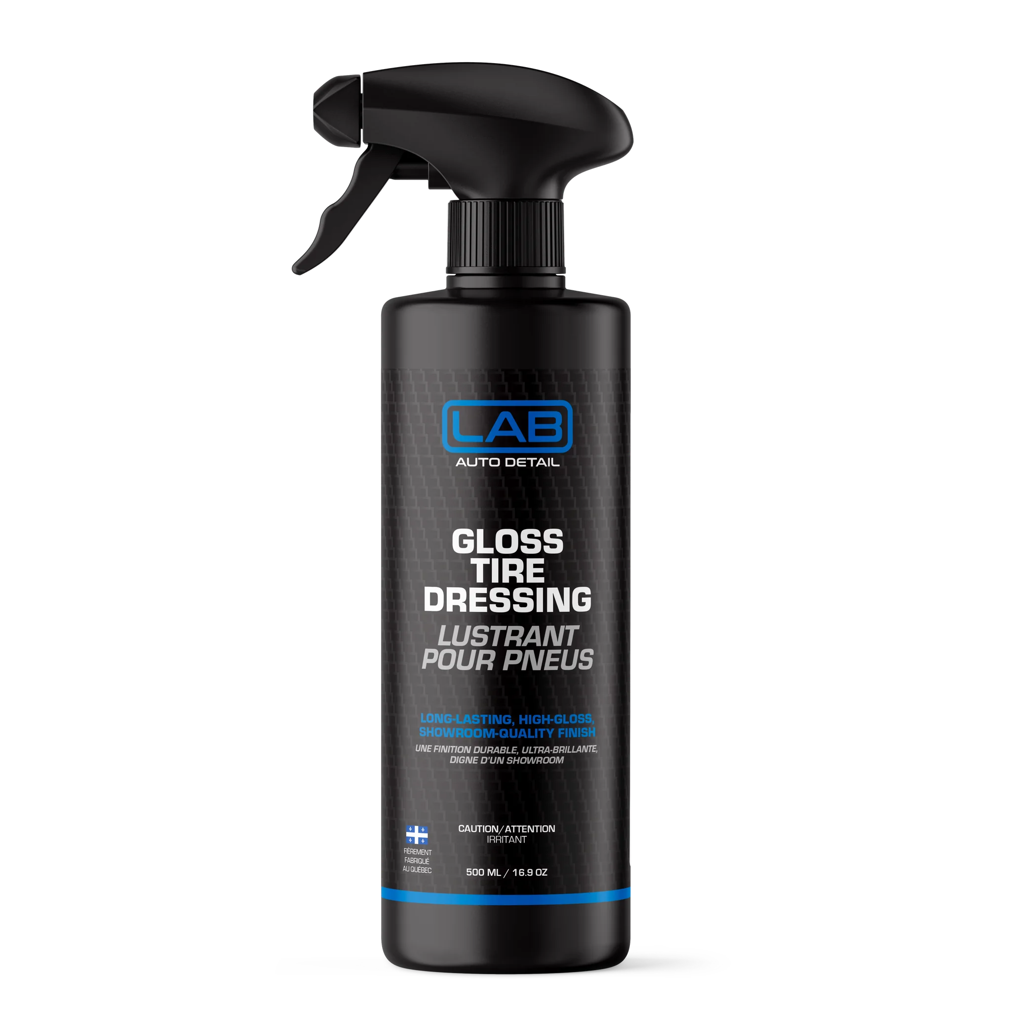 Lab Auto Detail Gloss Tire Dressing 500 ml spray bottle for a high-gloss, sling-free tire shine