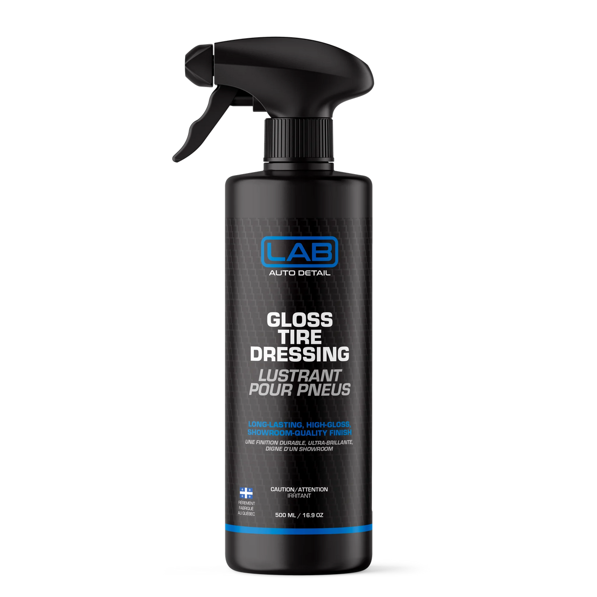 Lab Auto Detail Gloss Tire Dressing 500 ml spray bottle for a high-gloss, sling-free tire shine